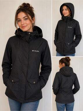 Columbia‎ Omni-Tech Polka Dot Hooded Waterproof Parka | Women's M | Gorpcore